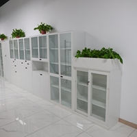 Bibliothèque en métal à plusieurs niveaux avec 2 portes en verre, armoire de rangement pour dossiers, mobilier de bureau, armoire en métal et verre, armoire de bureau en acier avec serrure à clé
