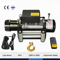 Treuil électrique 4x4 12V avec frein automatique antidérapant à charge, télécommande sans fil toutes saisons et revêtement antirouille pour le dépannage automobile
