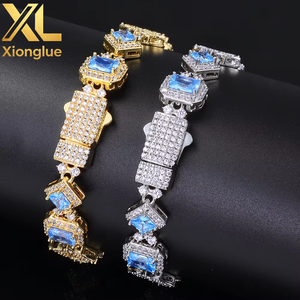 Hip Hop Fine Jewelry 11MM Gold Plated Iced Out Four Leaf <b>Clover</b> 5A Zircon Mens Cuban Link Chain <b>Bracelet</b> Bangles Necklace - Product Image 3