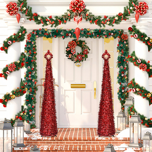 <span class=keywords><strong>Sapin</strong></span> <span class=keywords><strong>de</strong></span> Noël artificiel fin <span class=keywords><strong>de</strong></span> 150 cm en guirlande rouge, décoration <span class=keywords><strong>de</strong></span> fête pour la maison <span class=keywords><strong>et</strong></span> les événements - Product Image 5