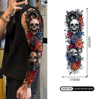 Calcomanía de Tatuaje Temporal Personalizado de Manga Completa con Diseño Realista en 4 Colores de Dragón Japonés, Geisha, Calavera y Flores, No Tóxico y Seguro