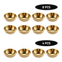 Grand ensemble de 8 plats à sauce en métal doré, design minimaliste, style américain, pour la maison et la restauration