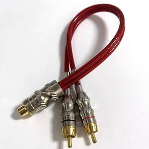 Quality Braided Transparent PVC RCA <b>Car</b> Audio Cable with Gold-Plated Connectors High Density 1 Female 2 Male Y Splitter - Product Image 2