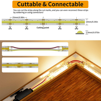 Bande LED COB haute luminosité Ra90 CCT DC24V 10mm 480 LED 3000K-6500K pour décoration intérieure, rétroéclairage TV personnalisé et armoire