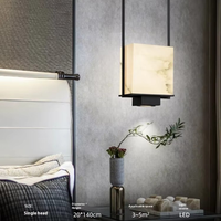 Lustre moderne européen en albâtre, carré, tout en cuivre, LED à gradation progressive, blanc chaud 3000K, luminaire suspendu pour chambre à coucher, hôtel