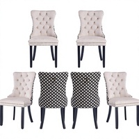 Ensemble de 6 chaises de salle à manger modernes en velours capitonné de qualité professionnelle avec garniture cloutée pour projets hôteliers et de restauration - Usine OEM/ODM