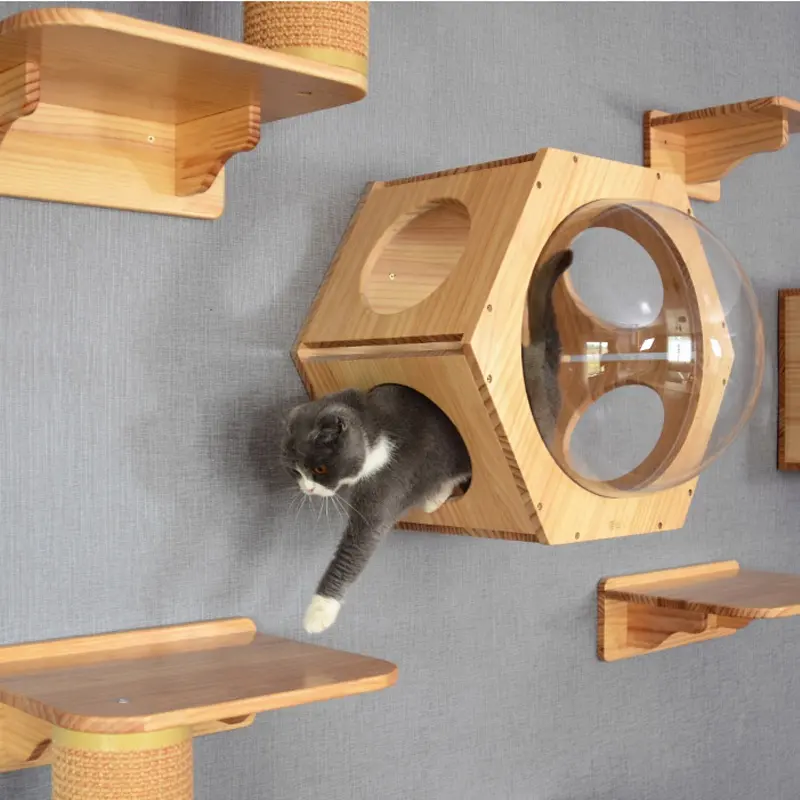 Wholesale Sisal Scratching Column Pole Wall Mounted Cats Bed Activities Space Tunnel Multi Level Pet Furniture Wall Cat Tree