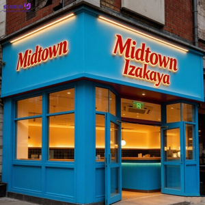 Enseigne rétroéclairée vintage <span class=keywords><strong>en</strong></span> alliage d'aluminium rouge avec lettres 3D LED personnalisées pour devanture de magasin, logo Izakaya ou pub - Product Image 1