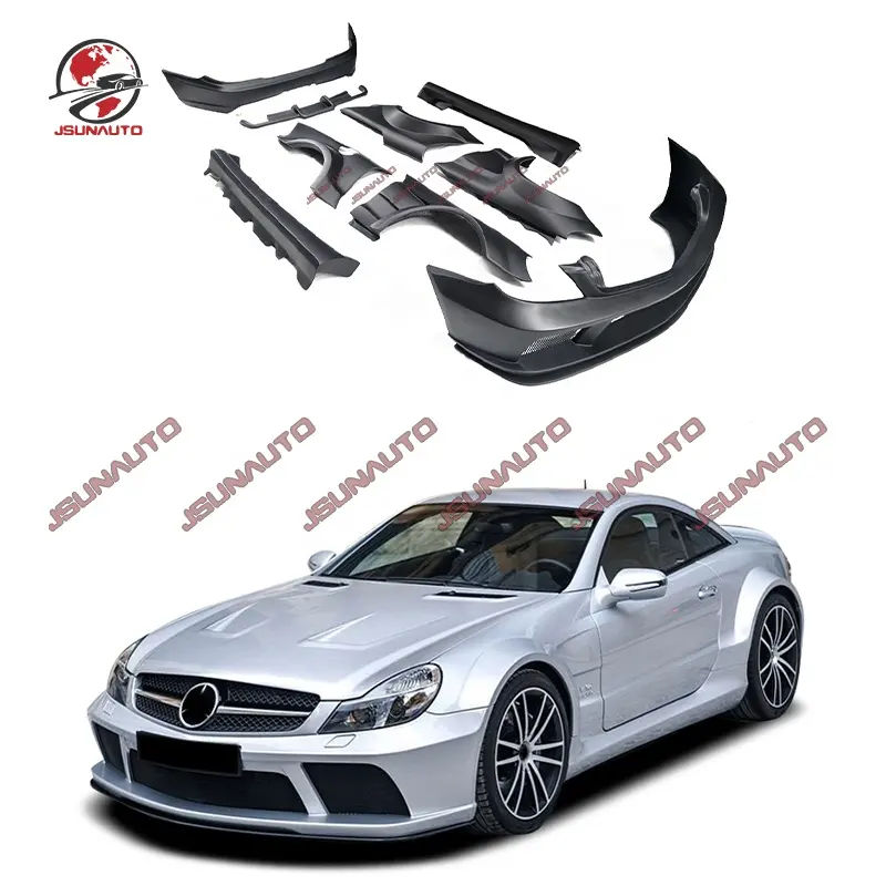 Neuankömmling R230 SL Schwarz-Serie Wide Body Kit Front stoßstange Hecks toß stange Motorhaube für Benz SL350 SL500 Seitenflügel