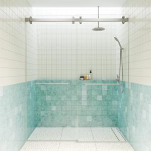 Amérique du <span class=keywords><strong>Nord</strong></span> 56-in 60-in L x 76-in H Salle de bain Porte de douche en verre Double coulissante Semi-Frameless Bypass/Coulissante Douche brossée - Product Image 1