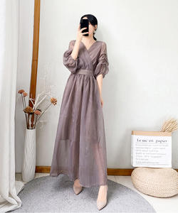 Ingrosso 2021 nuove donne estate puro colore semplice gonna <span class=keywords><strong>lunga</strong></span> sopra il <span class=keywords><strong>ginocchio</strong></span> abito lungo femminile gonna sottile e sottile - Product Image 6