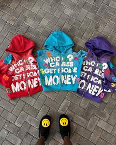 निर्माता कस्टम फ्रेंच टेरी 100% कपास विंटेज एसिड वॉश ओवरसाइज गैन 3 डी पफ प्रिंट जिप अप हुडी पुरुषों - Product Image 4