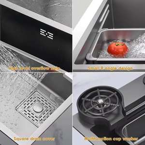 Fregadero de cocina de cascada 304 de acero inoxidable negro de gama alta <span class=keywords><strong>con</strong></span> diseño elegante, fácil operación y cocinas de múltiples funciones - Product Image 5
