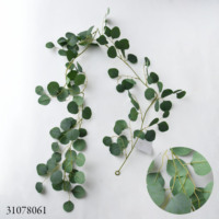 Guirlande d'eucalyptus vert floqué de 1,8 m en gros pour arche de mariage - Végétation artificielle