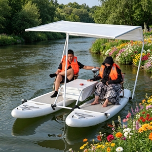Bateau Catamaran Gonflable Électrique en PVC, Yacht Gonflable avec Moteur, Bateau <span class=keywords><strong>de</strong></span> Pêche et <span class=keywords><strong>de</strong></span> Divertissement Nautique pour Croisières et Visites Touristiques - Product Image 1