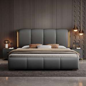 חדר שינה הורים פשוט ומודרני, עם מיטת עור יוקרתית ומעוצבת 1.8 מ 'מרופפת - Product Image 2