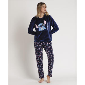 Ensemble de pyjama pour femmes Disney à manches longues, visages de Stitch, respirant, élasthanne, taille élastique, divers animaux, dinosaures pour vêtements de maison - Product Image 1