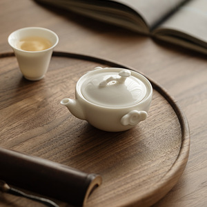 Guanlan White Porcelain Teapot Handmade Round With Lid Kung Fu <b>Tea</b> <b>Set</b> Afternoon <b>Tea</b> Brewing Vessel - Product Image 4