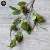 E418 buah kastanye buatan pengaturan bunga Cina pemasangan lembut pohon kastanye dihiasi buah