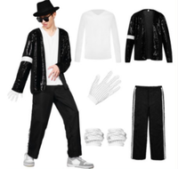 Ecoparty Coplay Outfit for Show Performance Party Costume de spectacle de chanteur noir Tenue d'anniversaire de célébrité pour femmes hommes garçon fille