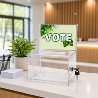 Boîte de vote et de dons en acrylique transparent personnalisée avec serrure, support de signalisation amovible, boîte de collecte de bulletins de vote OEM/ODM directe usine