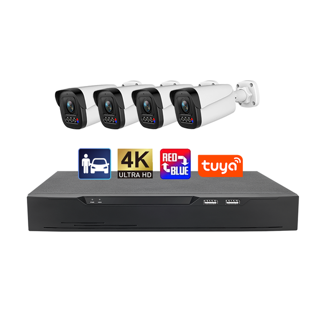 8MP Security Camera System 8CH 4K NVR Kit with 4K IP POE Camera Two-Way Audio Human Red&Light Alarm Smart AI 7/24 Recording