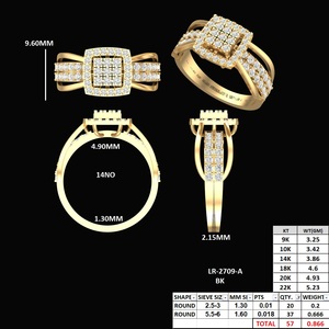Anillo de Diamantes de Corte Cojín Chapado en Oro Amarillo de 10K de Lujo, Elegante Joyería de Compromiso y Boda para Mujer, Regalo - Product Image 2
