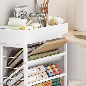 Bookshelf Book Cart Rack Metal Bookcase 5 Tier Holder with Wheels Magazines Files Album <strong>Recipe</strong> Book Storage Organizer - Product Image 4