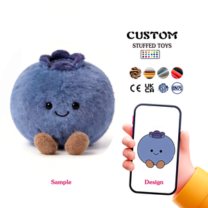 Peluche personnalisée mignonne en forme de myrtille bleue, vente directe d'usine, poupée en peluche de haute qualité, tissu doux, jouet en peluche personnalisé - Product Image 1
