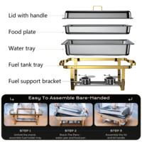 Équipement hôtelier, ensemble de plats chauds pour buffet, plats chauds de haute qualité pour buffet, plats chauds à bord roulé avec or et argent