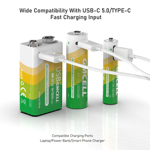 Baterías GMCELL de Iones de Litio USB-C AA AAA C Tamaño D 6F22 1.5V Recargables (6F22) - Product Image 5