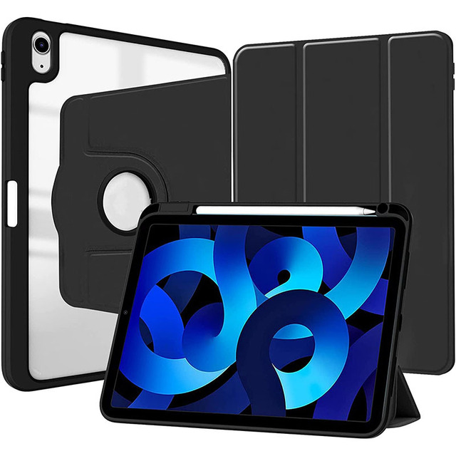 For iPad 10th 11th Generation Leather Tablet Covers & Cases 10.9 2022 Rotating Stand Cover Auto Wake/Sleep A16 Transparent Cover