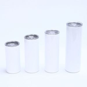 White Sublimation Blank Tumbler 20oz Skinny Stainless Steel Straight Mug with <b>Metal</b> <b>Straw</b> and Lid Included - Product Image 3