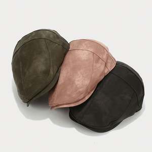 Nouveau Béret en Cuir PU Teint par Nouage Style Européen et Américain Automne 2024 pour Femme, Nouveau Béret Homme Tendance Rétro Casquette Ivy - Product Image 2