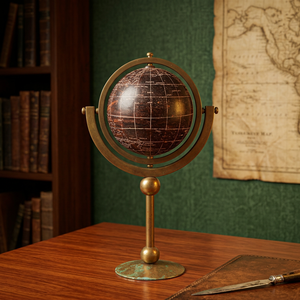 Globe terrestre de style antique haut de gamme avec double anneau méridien, support en bronze, globe nautique vintage pour la décoration de la maison - Product Image 1