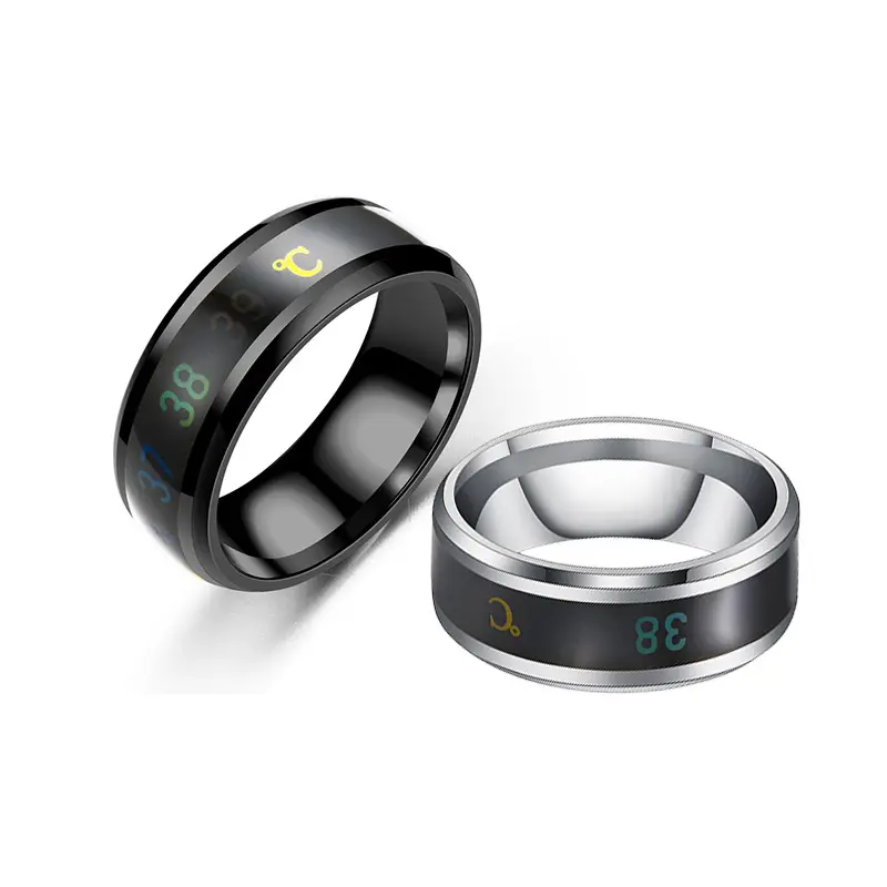 Stainless Steel Temperature sensing King Queen Ring For Men Women Couple Jewelry R023