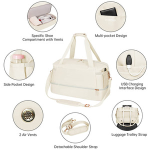 Bolsa de Viaje Unisex de Moda Urbana, Color Sólido, Poliéster, Gran Capacidad, Múltiples Bolsillos, Diseño con Carga USB para Viajes Casuales - Product Image 3