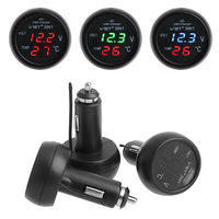 Termometer LED Digital Mobil 3 in 1 12V/24V Pengisi Daya USB Voltmeter Rokok