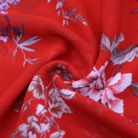 Damen Nachtwäsche-75d Polyester Stoff bedruckt Crêpe Pure Woven Plain Chiffon Yard WI-A08 schwarz bedruckten Krepp zum Verkauf