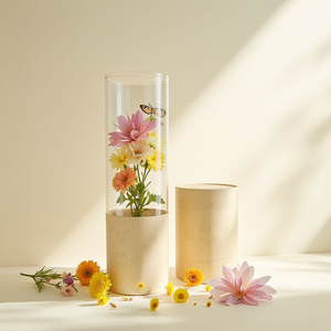 Tubes de fleurs recyclables spéciaux avec conception de fenêtre Tubes cylindriques en papier kraft écologiques pour l'estampage d'emballage logistique - Product Image 4