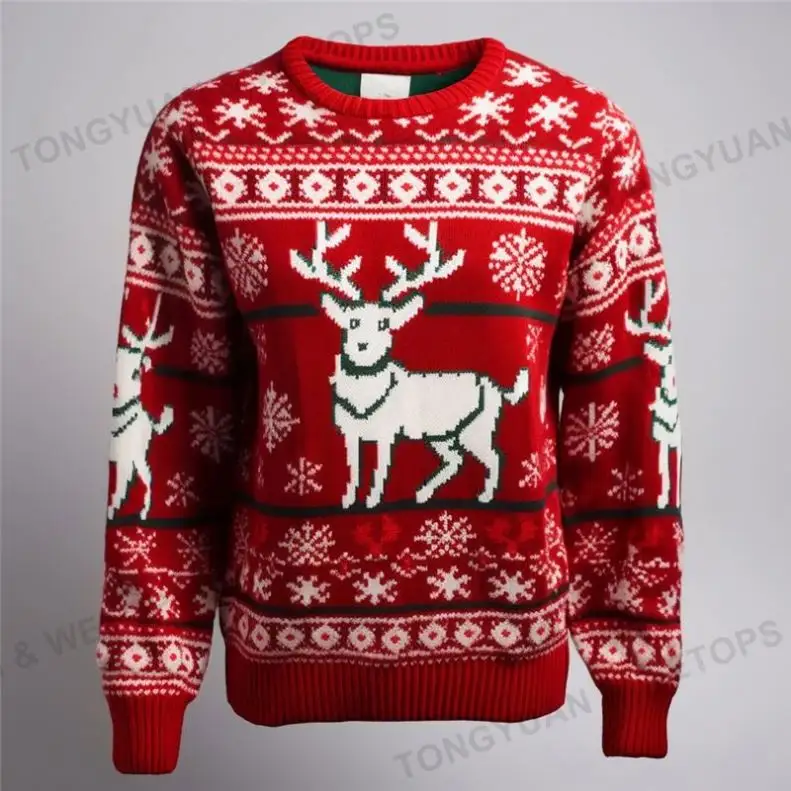 Suéter de Natal feio de acrílico de malha com roupas personalizadas suéter de Natal com camisola de Natal unissex