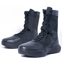 Bottes de travail tactiques légères mi-mollet avec fermeture éclair et lacets, doublure en maille respirante, résistantes aux chocs et antidérapantes