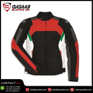 Vestes en cuir de vache véritable de haute qualité respirantes pour hommes, course de moto, patchwork à rayures rouges, textiles - Product Image 2