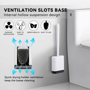 Flexible Toilet Bowl Brush Head for Bathroom Toilet Brush and Holder <b>Set</b> with Silicone Toilet Cleaning Brushes - Product Image 3