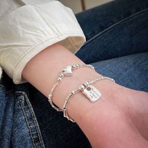 S925 Sterling Silver Heart <b>Bracelet</b> For Women Gift Jewelry Geometric Charm Design Square Shape Fashion Accessory - Product Image 4
