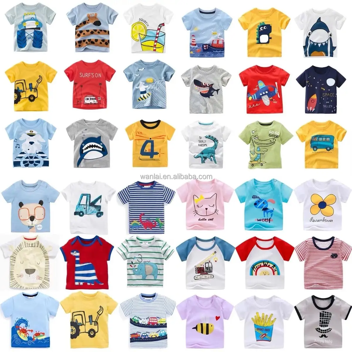 New Design Summer Short Sleeve T-Shirt For Children Cotton Cartoon Baby Kids T Shirts