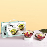 Ensemble de bols à salade en verre borosilicate coloré, boîte personnalisée avec logo, kit de tasses, vaisselle en stock, compatible lave-vaisselle, style européen