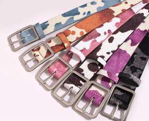 Vendita calda Western 3 pezzi con fibbia moda Vintage da donna abito pieno fiore in vera pelle Pony cinture di lusso per donne - Product Image 2