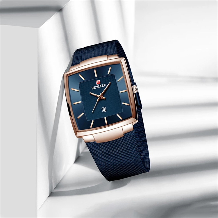 mesh rectangular wrist watch for men