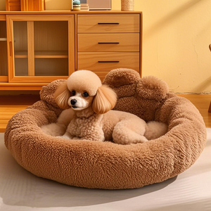 Aoyatex vente en gros d'usine lit de luxe pour animaux de compagnie maison de chien en peluche douce tapis rond chauffant lits pour animaux de compagnie en peluche - Product Image 1